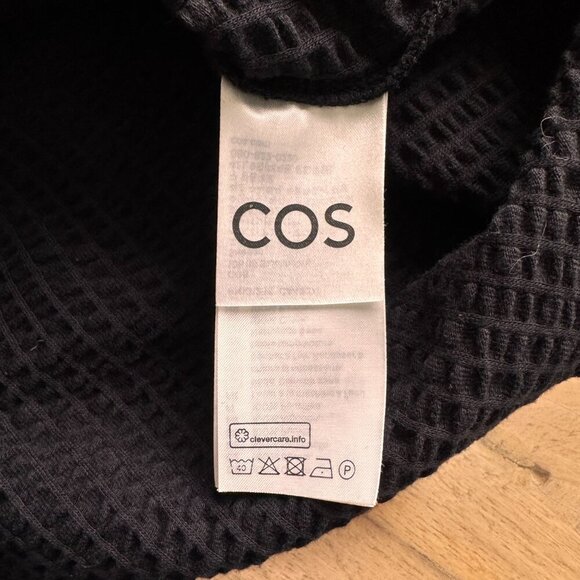 COS Texturized Cotton Zip-Up Jersey Short Sleeved Shirt Black - Picture 6 of 10